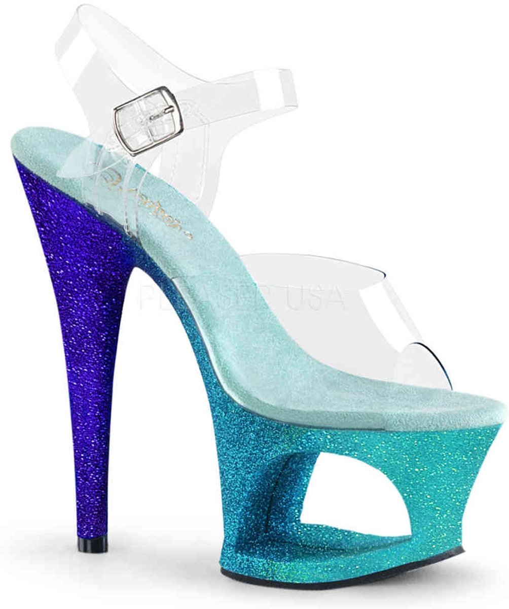 EU 37 = US 7 | MOON-708OMBRE | 7 Heel, 2 3/4 Cut-Out PF Ankle Strap Sandal